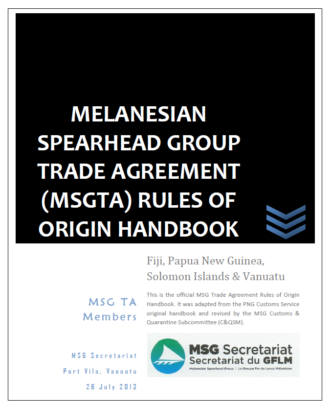 MSGTA Rules of Origin Handbook